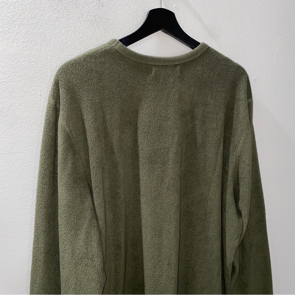 Outerknown Hightide Crew Sweatshirt Men's Size XL Terry Cloth Olive Green - Picture 6 of 8